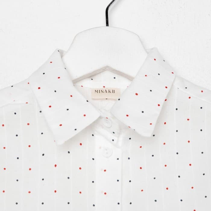 Рубашка для девочки в горошек MINAKU: Cotton collection, белая, рост 110 см