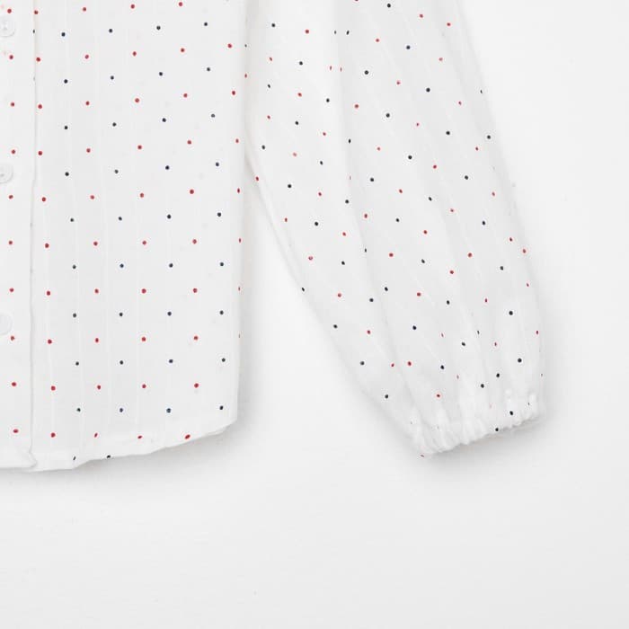 Рубашка для девочки в горошек MINAKU: Cotton collection, белая, рост 110 см