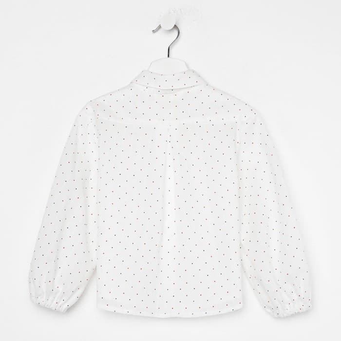 Рубашка для девочки в горошек MINAKU: Cotton collection, белая, рост 110 см