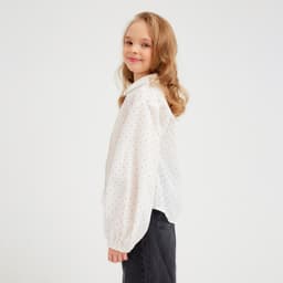 Рубашка для девочки в горошек MINAKU: Cotton collection, белая, рост 110 см