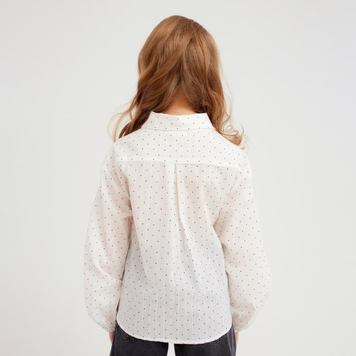Рубашка для девочки в горошек MINAKU: Cotton collection, белая, рост 110 см