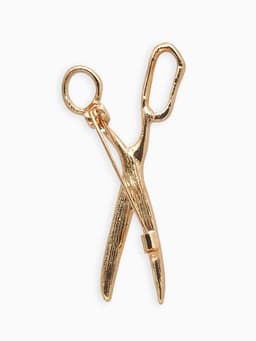 Брошь «Ножницы», белая в золоте