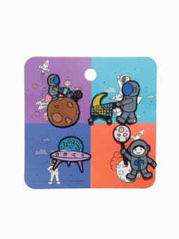 Набор значков (4 шт.) «Космос», цветные в чёрном металле