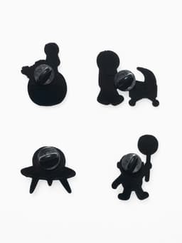 Набор значков (4 шт.) «Космос», цветные в чёрном металле