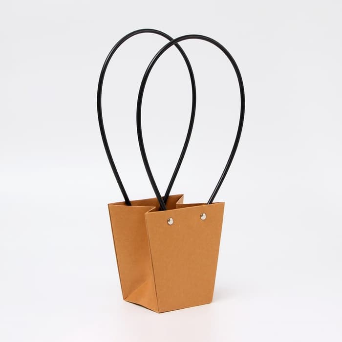 Сумка для цветов крафт влагостойкая, 12×12 - 8×8 - 12.5 см