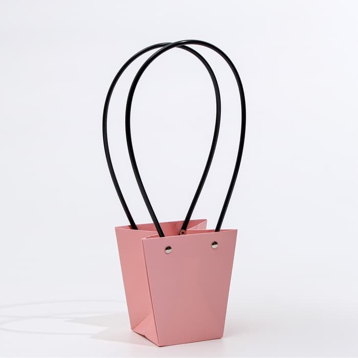 Сумка для цветов розовая влагостойкая, 12×12 - 8×8 - 12.5 см