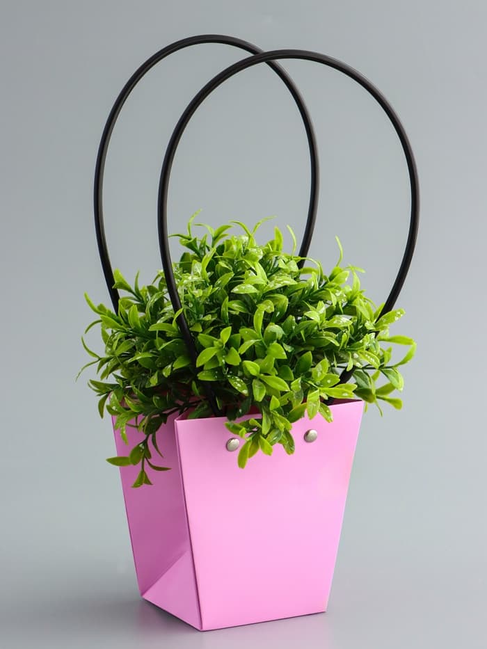 Сумка для цветов розовая влагостойкая, 12×12 - 8×8 - 12.5 см