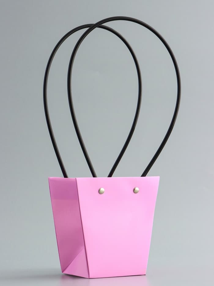 Сумка для цветов розовая влагостойкая, 12×12 - 8×8 - 12.5 см