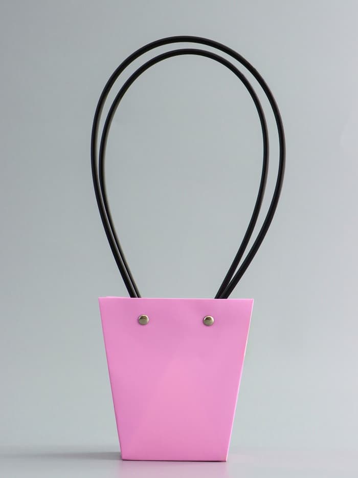 Сумка для цветов розовая влагостойкая, 12×12 - 8×8 - 12.5 см