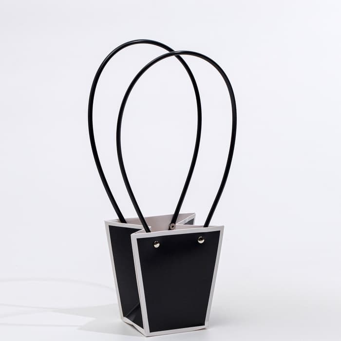 Сумка для цветов чёрная влагостойкая, 12×12 - 8×8 - 12.5 см