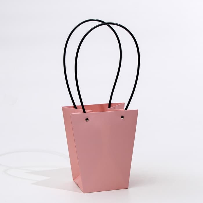 Сумка для цветов розовая влагостойкая, 17×17 - 11.5×11.5 - 20 см