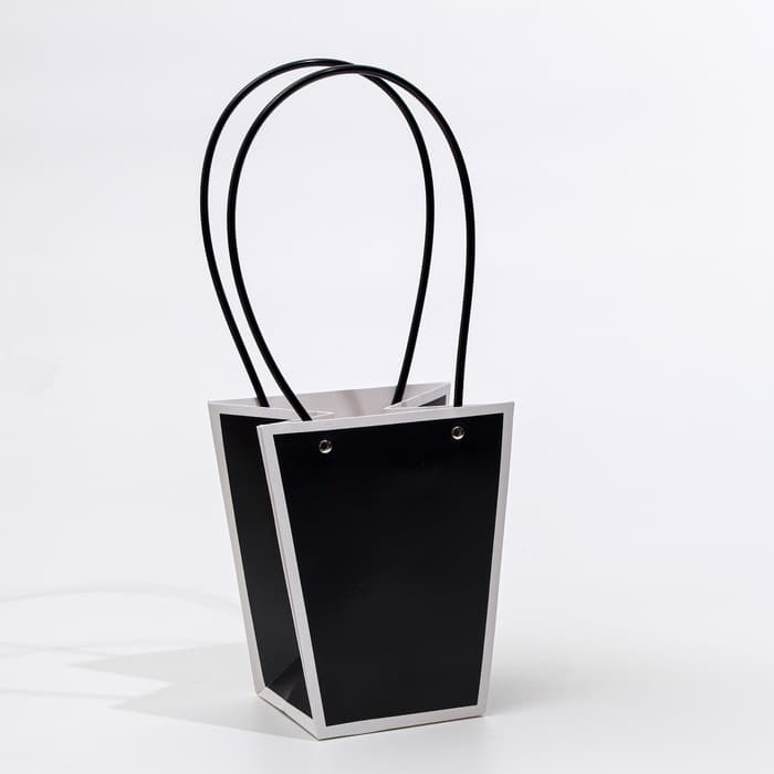 Сумка для цветов чёрная влагостойкая, 17×17 - 11.5×11.5 - 20 см