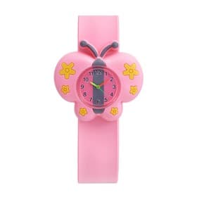 Часы наручные детские «Бабочка», ремешок силикон, розовые, от батареек LR41 (AG3)