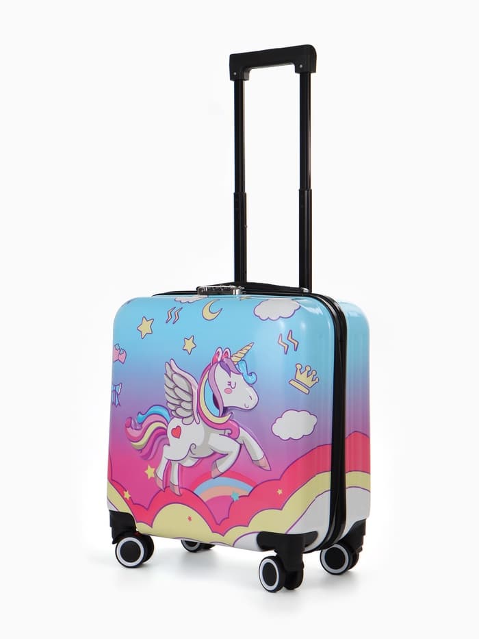 Чемодан детский 20", 41 л, отдел на молнии, с принтом, розовый/разноцветный