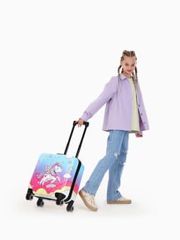 Чемодан детский 20", 41 л, отдел на молнии, с принтом, розовый/разноцветный
