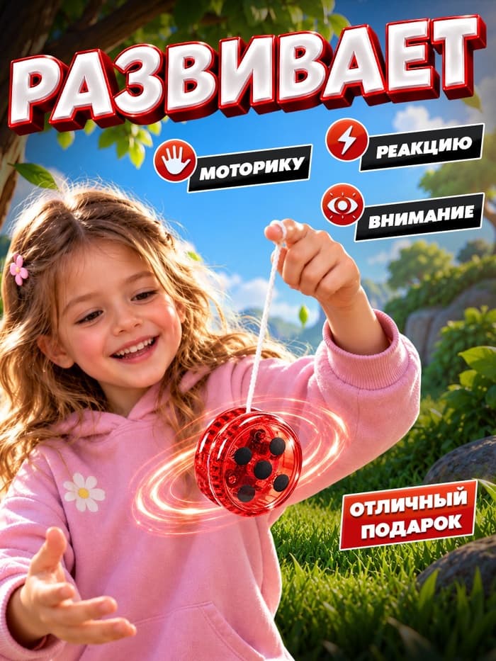 Йо-йо Funny toys «Божья коровка», световой, в шоубоксе