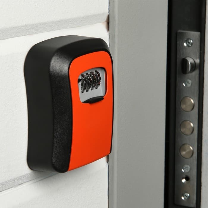 Сейф-ключница кодовая ТУНДРА, металл, пластик, оранжевый