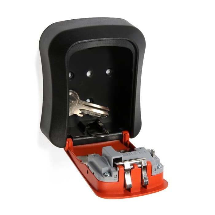 Сейф-ключница кодовая ТУНДРА, металл, пластик, оранжевый