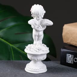 Фигурка гипс «Ангел на пьедестале», перламутр, 12×4.5×4.5 см