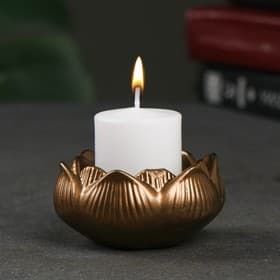 Подсвечник на 1 свечу «Цветок Лотос», гипс, бронза, 8×8×4 см