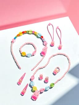 Набор детских украшений Выбражулька «Зайчики», 9 предметов: ободок, 2 резинки, 2 заколки, клипсы, кулон, браслет, кольцо, МИКС