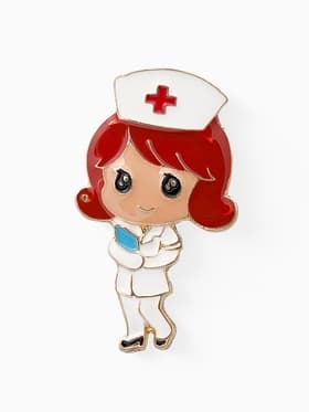 Брошь «Медсестричка» с журналом, цветная в золоте