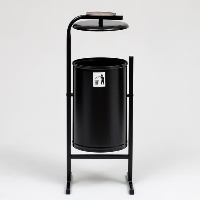 Урна для мусора «Космос», уличная, с пепельницей, 21 л, 32×82.5×28.5 см, бак 0.6 мм, чёрная