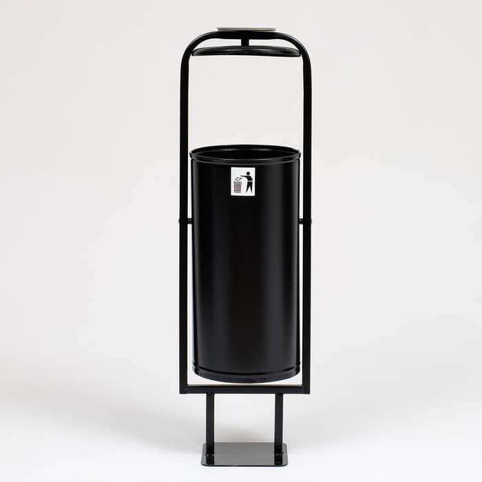 Урна для мусора «Сатурн», уличная, с пепельницей, 28 л, 104×31×26.5 см, бак 0.6 мм, чёрная