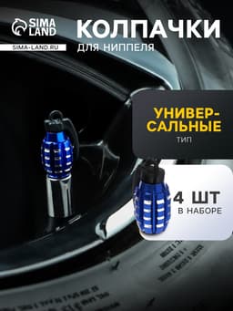 Колпачок на вентиль TORSO, граната, синий, набор 4 шт.