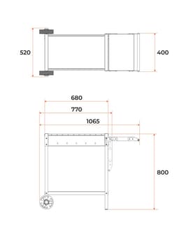 Мангал «МАН 202», 106.5×52×79.7 см, 2 мм, колёса, боковая полка