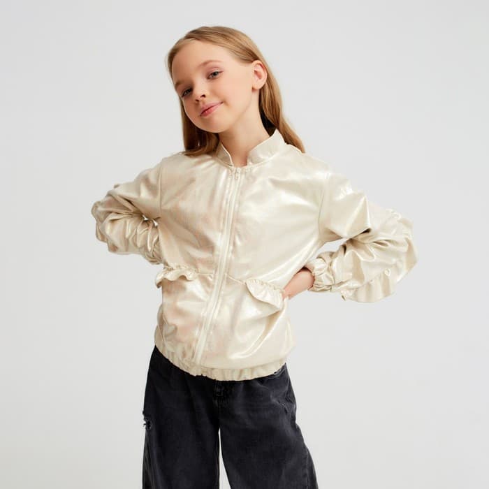 Жакет (бомбер) детский MINAKU: Casual Collection KIDS, бежевый, рост 134 см