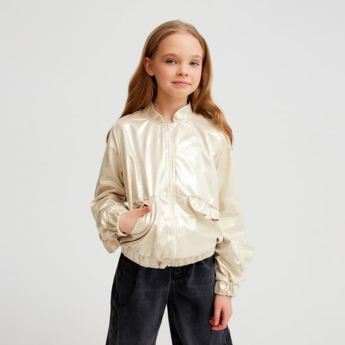 Жакет (бомбер) детский MINAKU: Casual Collection KIDS, бежевый, рост 134 см