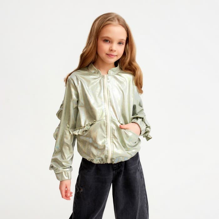 Жакет (бомбер) детский MINAKU: Casual Collection KIDS, зелёный, рост 140 см