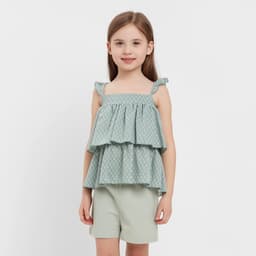 Топ для девочки MINAKU: Cotton Collection, цвет оливковый, рост 122 см