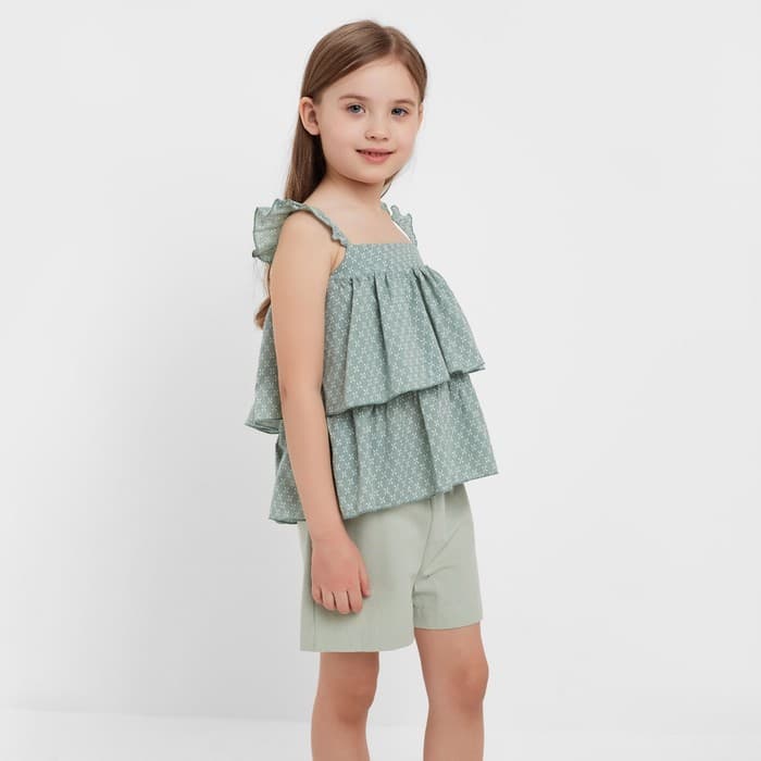 Топ для девочки MINAKU: Cotton Collection, цвет оливковый, рост 122 см