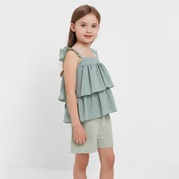 Топ для девочки MINAKU: Cotton Collection, цвет оливковый, рост 122 см