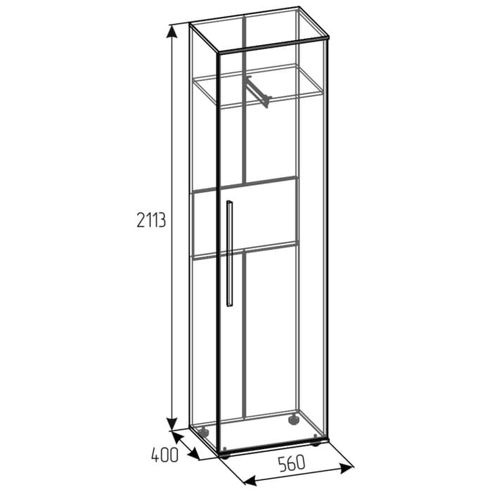 Шкаф – пенал Crown 8, 560×400×2113 мм, цвет дуб золотистый/графит