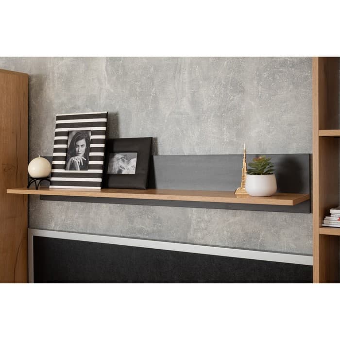 Полка настенная Crown 18, 1204×214×198 мм, цвет дуб золотистый/графит