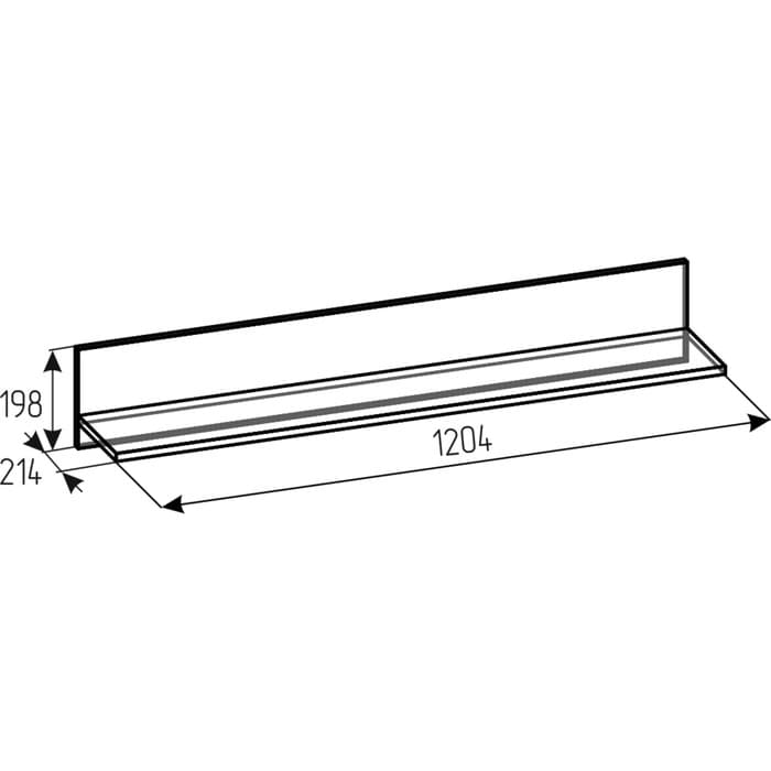 Полка настенная Crown 18, 1204×214×198 мм, цвет дуб золотистый/графит