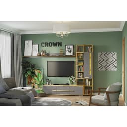 Полка настенная Crown 18, 1204×214×198 мм, цвет дуб золотистый/графит