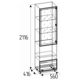 Шкаф для посуды Nature 13, 560×416×2116 мм, цвет гаскон пайн/чёрный