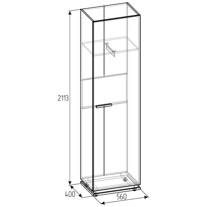 Шкаф – пенал прямой Nature 8, 560×416×2116 мм, цвет гаскон пайн/чёрный