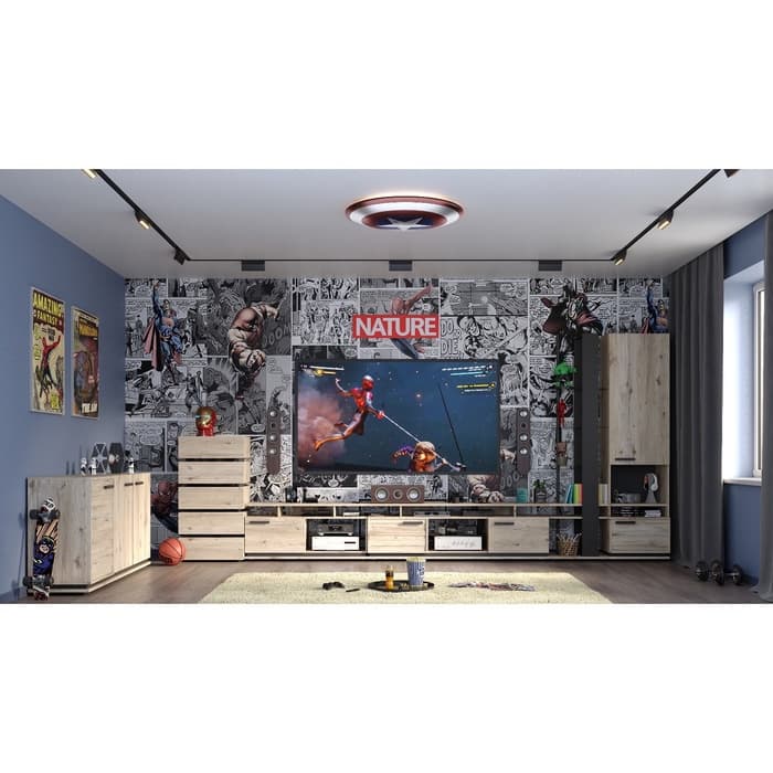 Шкаф – пенал прямой Nature 8, 560×416×2116 мм, цвет гаскон пайн/чёрный