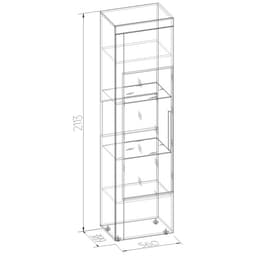 Витрина высокая «Леон 1», 560×389×2113 мм, цвет ясень анкор светлый, ателье светлый