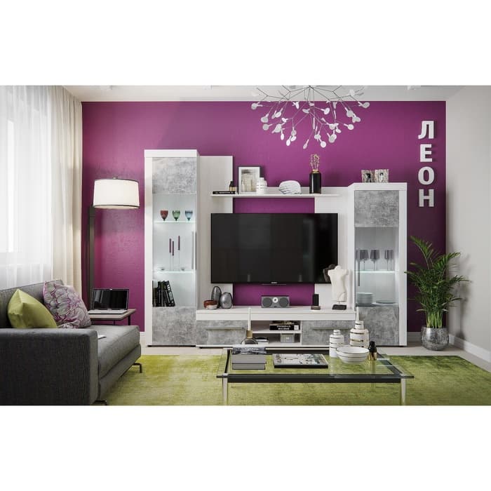 Витрина высокая «Леон 1», 560×389×2113 мм, цвет ясень анкор светлый, ателье светлый