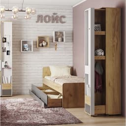 Кровать односпальная для детской «Лойс 80», со спальным местом 2000×900 мм, 1900×800×180 мм, цвет дуб золотистый/графит