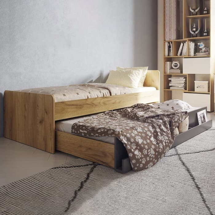 Кровать односпальная для детской «Лойс 80», со спальным местом 2000×900 мм, 1900×800×180 мм, цвет дуб золотистый/графит