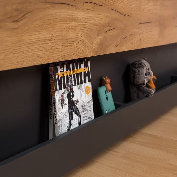 Кровать односпальная для детской «Лойс 80», со спальным местом 2000×900 мм, 1900×800×180 мм, цвет дуб золотистый/графит