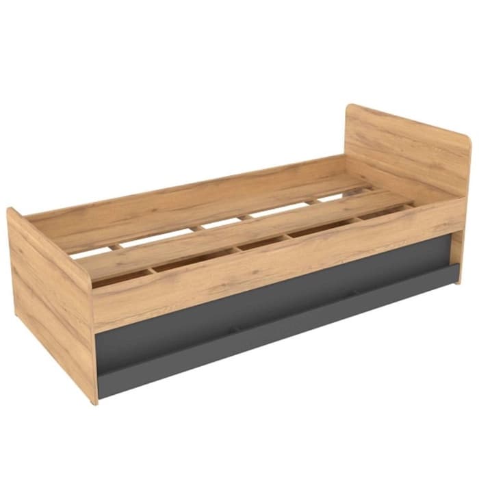 Кровать односпальная для детской «Лойс 80», со спальным местом 2000×900 мм, 1900×800×180 мм, цвет дуб золотистый/графит