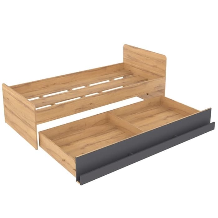 Кровать односпальная для детской «Лойс 80», со спальным местом 2000×900 мм, 1900×800×180 мм, цвет дуб золотистый/графит